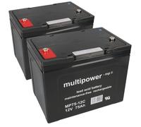 Batteria Al Piombo Compatibile E-Mobile E-Scooter Lecson 2x 12V 75Ah MP