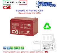 Batteria Al Piombo CSB Ricaricabile 12V 15Ah