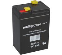 Batteria Al Piombo Multipower MP5-6 Pb 6V / 5Ah Faston 4,8 Compatibile 4Ah 4,5Ah