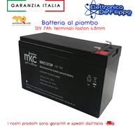 Batteria al piombo ricaricabile 12V 7Ah terminale faston 4.8mm MKC