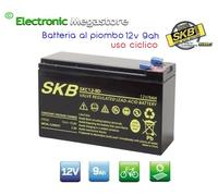 BATTERIA AL PIOMBO RICARICABILE 12V 9AH. CICLICA PER BICI ELETTRICHE SKB