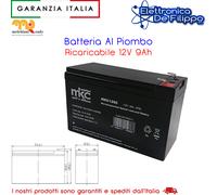 Batteria al piombo ricaricabile 12V 9Ah terminale faston 6.3mm