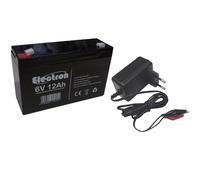 BATTERIA AL PIOMBO RICARICABILE 6V 12AH CON CARICA BATTERIA PIOMBO 6V 1A 1000mAh