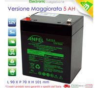 BATTERIA AL PIOMBO RICARICABILE GRUPPI CONTINUITA' 12V 4,5AH MKC 5AH GEL ALLARMI