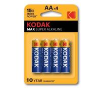Batteria alcalina kodak max aa lr6 blister * 4