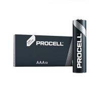 Batteria alcalina Procell AAA - LR03 1,5 V, ideale per dispositivi ad alte prestazioni. Presentato in scatola da 10 pezzi, con dimensioni di Ø10,5x44,5 mm. Energia durevole e affidabile.