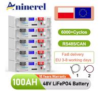 Batteria Aninerel 48V 100Ah 5Kwh LiFePO4 6000 cicli 51.2V BMS 100Ah Batteria al litio per accumulo di energia solare PL STOCK UE