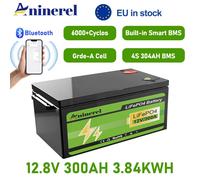 Batteria Aninerel LiFePO4 12.8V 304Ah 3.84Kwh 6000+ cicli Bluetooth 12V 300Ah Batteria al litio per carrello da golf solare per camper domestico STOCK UE