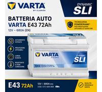 BATTERIA AUTO 72AH E43 VARTA BLUE DYNAMIC 680A di spunto 74AH RIBASSATA