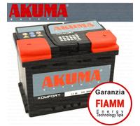 BATTERIA AUTO AKUMA = FIAMM 60 AH 12V 510A EN ORIGINALE NUOVA
