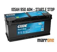 BATTERIA AUTO EXIDE AGM START STOP EK1060 106Ah SPUNTO 950A EN POLO POSITIVO DX