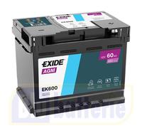 Batteria Auto Exide EK620 AGM 12V 62 Ah 680A EN Polo Positivo DX Serie AGM