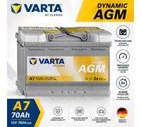 BATTERIA AUTO VARTA DYNAMIC AGM A7 12V 70AH 760A AGM START&STOP AUDI