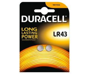 Batteria bottone Duracell 1,5V LR43 Alcalina confezione da 2 pile
