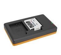 Batteria + Caricabatteria doppio (USB) per LI-90B LI-92B / Olympus Tough TG Tracker/SH-1, 2… / XZ-2 / TG-1 ... TG-5 - Cavo USB micro incluso (2 batterie simultaneamente caricabili)