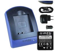 Batteria + Caricabatteria (USB/Auto/Corrente) per Samsung HMX-R10 / Pentax MX-1, X90 / Ricoh GR II, Caplio.. / Sigma DP Merril.. - v. lista