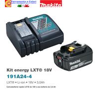 Batteria + Caricabatterie MAKITA KIT ENERGY 191A24-4 18V 3,0 Ah utensili LXT