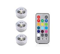 Batteria caricata Rgb. Sommergibile GUIDATO Leggero IP68. Lampada notturna impermeabile subacquea led a for la luce del partito di nozze serbatoio pesce(3 lamp 1 controller)
