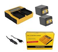 Batteria + caricatore 4in1 DUAL LCD per Hitachi DZ-BD70,DZ-BD7H,DZ-BX37E,DZ-GX20