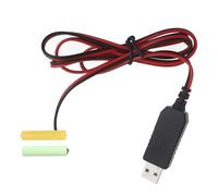 Batteria - Cavo USB da 5 V a 3 V | Adattatore batteria AA/AAA per dispositivi a bassa tensione, cavo di alimentazione ABS verde/giallo da 1 m, sostituisce le batterie LR6/LR03 per uso ecologico
