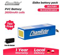 Batteria ChamRider PVC Ebike 36V/48V 18.2AH/20.8AH 30A BMS 18650 2600mAh Pacchetto al litio a lungo raggio per scooter elettrico