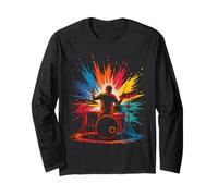 Batteria colorata batterista batterista Amante della musica per bambini uomini Maglia a Manica