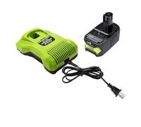 Batteria compatibile con RYOBI P108 18V One+ Plus da 6 Ah, for utensili elettrici agli ioni di litio da 18 volt P104 P107 RB18L50 RB18L20 P108(1 battery 1 charger)