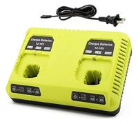 Batteria compatibile con RYOBI P108 18V One+ Plus da 6 Ah, for utensili elettrici agli ioni di litio da 18 volt P104 P107 RB18L50 RB18L20 P108(Dual Charger)