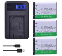 Batteria compatibile Olympus LI-42B, EN-EL10 e caricabatterie USB LCD for fotocamera NP-45, D-LI63(3Battery 1Charger)