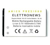Batteria compatibile per Brondi Amico Prezioso, capacità 1000mAh, prestazioni pari all'originale, batteria compatibile per Amico Prezioso BL-5C