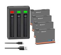 Batteria Da 2200 MAh, Compatibile Con Insta360, For Batteria Ricaricabile ONE X3 + Batteria For Action Camera Con Caricatore LED(4BatteryWithCharger)