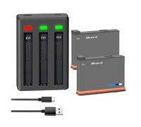 Batteria Da 2200 MAh, Compatibile Con Insta360, For Batteria Ricaricabile ONE X3 + Batteria For Action Camera Con Caricatore LED(2BatteryWithCharger)