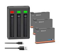 Batteria Da 2200 MAh, Compatibile Con Insta360, For Batteria Ricaricabile ONE X3 + Batteria For Action Camera Con Caricatore LED(3BatteryWithCharger)