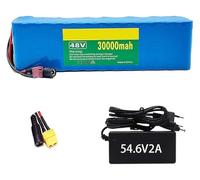 Batteria da 48 V 30 Ah per scooter e-bike da 1000 W, 750 W, 500 W, batteria agli ioni di litio, batteria per e-bike con caricabatterie da 54,6 V 2 A (T)
