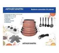 Batteria da cucina 20 pezzi Arthur Martin - alluminio - manico rimovibile - tutte le luci inclusa linduzione