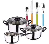 Batteria da cucina 5 pezzi + set di posate 24 pz in acciaio inossidabile