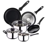 Batteria da cucina 5pc acciaio inox + set 3 padelle Ø16Ø20Ø24 alu pressato