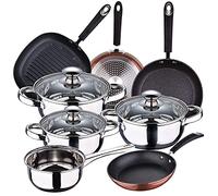 Batteria da cucina 7 pezzi SAN IGNACIO Fanale acciaio inox con set padelle (20/24/28 cm) e grill 28 cm SAN IGNACIO MOMA in alluminio forgiato