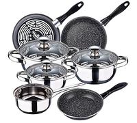 Batteria da cucina 7 pezzi SAN IGNACIO Faro, acciaio inox, con set padelle (18/20/24 cm) Magefesa K2 Gransasso in acciaio smaltato