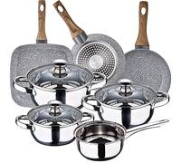 Batteria da cucina 7 pezzi SAN IGNACIO Faro, acciaio inox, con set padelle (18/22 cm) e grill 28 x 28 cm SAN IGNACIO Daimiel in alluminio forgiato