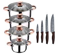 Batteria da cucina 8 pezzi adatta a induzione SAN IGNACIO Altea in acciaio inossidabile con set di 4 coltelli da cucina in acciaio inossidabile Daimiel