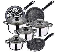 Batteria da cucina 8 pezzi SAN IGNACIO Dina, acciaio inossidabile, con set di padelle (18/20/24 cm) MAGESA K2 Gransasso in acciaio smaltato