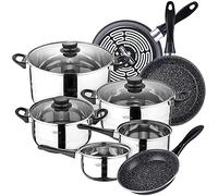 Batteria da cucina 8 pezzi SAN IGNACIO Toledo, acciaio inossidabile, con set di padelle (18/20/24 cm) MAGefSA K2 Gransasso in acciaio smaltato