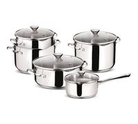 Lagostina Smart - Set Batteria Pentole 9 pz, Acciaio 18/10, Triplo Fondo Incapsulato