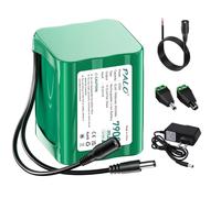 Batteria DC da 12,6 V, 7900 mAh, per dispositivi da 12 V, con caricatore, cavo di collegamento, adattatore di alimentazione e adattatore di alimentazione per luci a LED, lettore MP3, router, fai da te