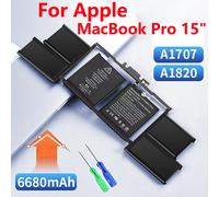 Batteria del computer portatile A1820 per Apple MacBook Pro 15 "A1707 2016 2017 MLH32CH/A MLH42LL/A MPTR2LL/A MLW82CH/A MPTT2LL/A batterie da 11,4 V