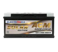 Batteria di alimentazione AGM Electronicx 12V 140Ah - Batteria solare 140 Ah C100 Deep Cycle per camper, accumulatore fotovoltaico, batteria 12 Volt senza manutenzione, barca solare, yacht, campeggio