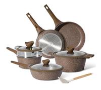 Batteria di Cucina Antiaderente 18 Pezzi - Set di Padelle e Pentole con Manico Amovibile - Compatibile con Tutti i Fuochi Inclusa Induzione - Rivestimento Antiaderente Senza PFOA (Nero)