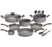 Batteria di Pentole 16 Pezzi in Alluminio Antiaderente Olympia Woody