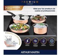 Batteria di pentole 6 pezzi - ARTHUR MARTIN - AM516GT - Tripla azione 3 strati - Tutte le fonti di calore compresa linduzione